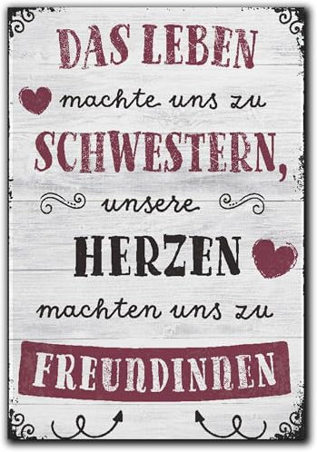 LANOLU Kühlschrankmagnete lustig- Leben Macht Uns zu Schwestern - Geschenke für Schwester- lustige Magnete mit Sprüchen und witzigen Motiven 8x5,5cm