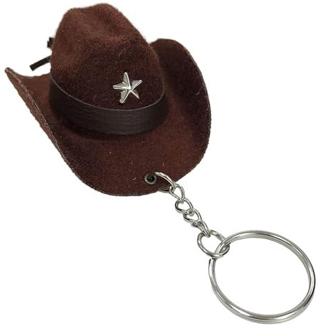 Porte-clés en forme de chapeau de cowboy | Porte-clés élégant en cuir pratique pour femme, marron, taille unique