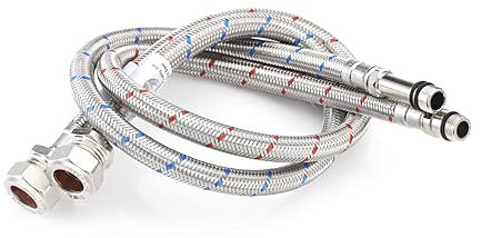 Home Range 600mm WRAS Approved Pair of M12 x 15mm |4 Lengths| BSP Flexible Braided Hose Stainless Steel Bath Tap Flex Connectors, 10 Bar Pressure, Max 90°C Durable Leak Proof Plumbing Solution