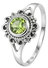 mantraroma Silberring Damen 925 Sterling Silber – runder Edelstein Ring, Vintage Statement Ring Schmuck, elegantes Geschenk für Frauen