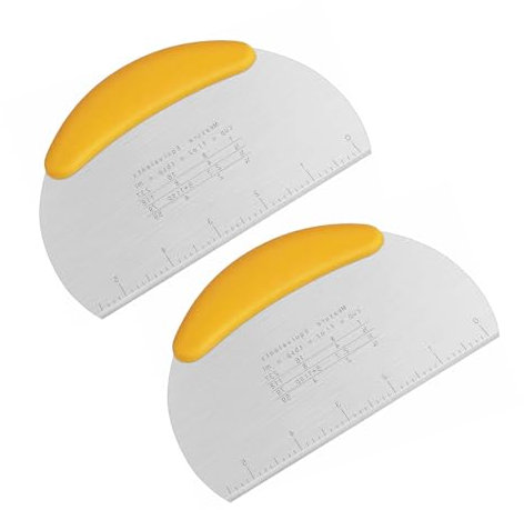 2 PCS Dough Scraper, Dough Cutter with Food Grade Stainless Steel Blade and Soft TPR Handle, 16CM, Pastry Scraper, Yellow