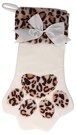 FONDOTIN Weihnachtsstrumpf Plüsch Mit Stickerei Katzenkralle Hängend Wiederverwendbar Weihnachtsdeko Geschenkbeutel Für Süßigkeiten Kamin Fenster Tür