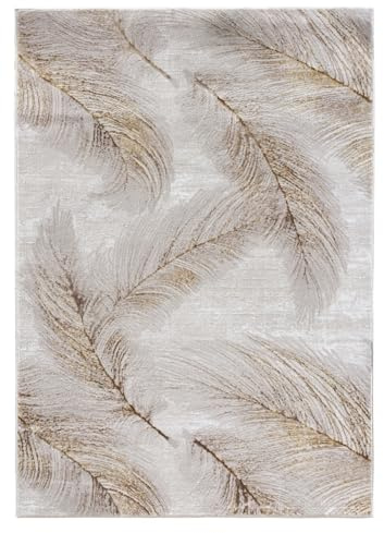 SrS Rugs® Impulse - Area Rug for Living Room, Bedroom, Hallway Runner Rug - Abstract Geometric Design - Provides Home with Comfort and Warmth (Plumes Ochre, 160 x 220 cm (Rectangular))