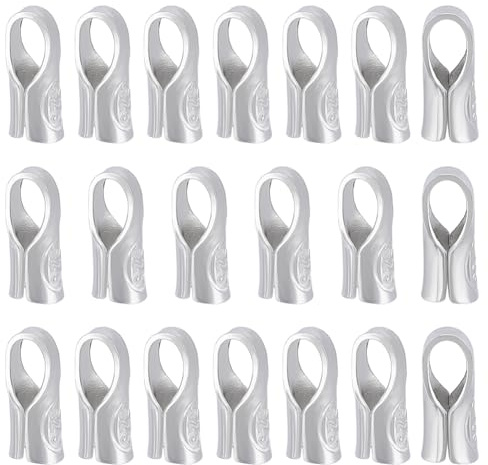 BENECREAT 20 Stück 925 Sterling Silber Endkappen-Crimpverschlüsse, 1,5 mm Crimp-Enden Perlenschnur-Schutz Kordel-Endstücke für Halsketten, Armbänder, Schmuckherstellung, Loch: 3 x 1 mm