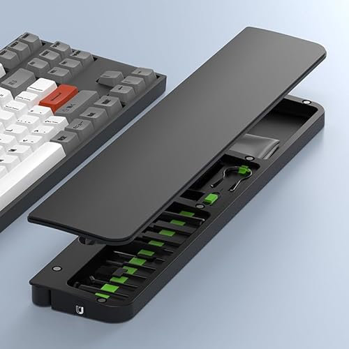 Ryaacphi Repose-poignet ergonomique pour clavier avec kit de nettoyage 22 en 1, base antidérapante, support en éponge élastique pour le travail et les jeux, noir, nettoyage en profondeur pour clavier