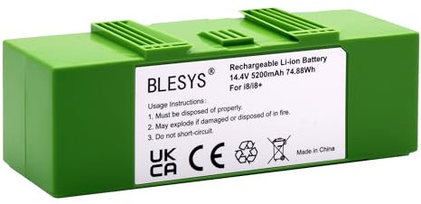 BLESYS 5200mAh Batterie pour iRobot Roomba i8/i8+ Aspirateur 14.4V 74.88Wh Vert