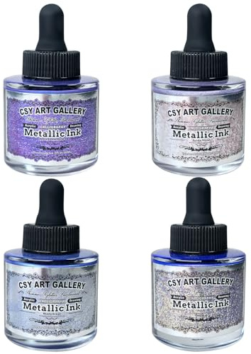 CSY art gallery Metallic-Acrylfarbe –Bastelfarbe –Kalligrafietinte, 29,5 ml (1 oz) (Ice Lake Mountains Set) (Lavender Manor Set)