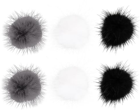 AUTSUPPL 6 pièces Déco Ongles Boules Fuzzy Amovibles Aimantées Noir Blanc Gris pour Nail Art DIY