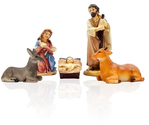 Gesar Set 5 Mini Statuine Presepe 5 cm – Personaggi Presepe piccoli 5 cm, Presepe Completo Dettagliato, Decorazioni Natalizie, Idee Regalo e Collezione