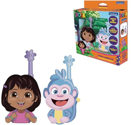 Lexibook, Dora, 3D Walkie-Talkies, TW18DORLXB | 500 m Reichweite, 2 Kanäle, Gürtelclip, Rosa/Blau