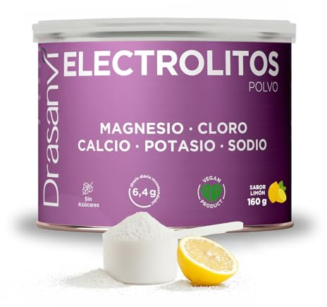 Electrolitos en Polvo Sabor Limon Drasanvi 160g Funcion Muscular Diario | Con Magnesio, Potasio, Calcio y Sodio, Vitaminas B y C, Ayuda a la Hidratacion y la Funcion Muscular, sin Azucar Diariamente