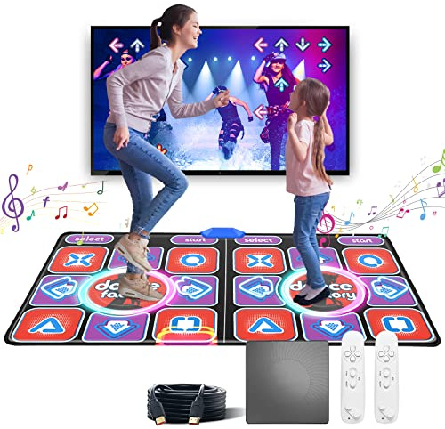 Mechprip Tanzmatte Kinder Doppel, 12-Tasten Leucht-Tanzmatte mit Bluetooth, Dance Mat Interaktives Tanzspiel, rutschfeste Tanzunterlage für Kinder, Erwachsene, Mädchen und Jungen