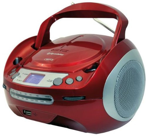 Roadstar CDR-4500U/RD Stereo CD/MP3 Boombox mit UKW/MW Tuner USB 2.0 rot