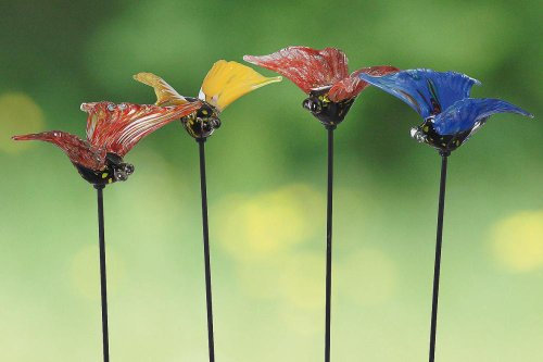 Dekostab Schmetterling aus Glas Gartenstab Dekostecker Pflanzstecker