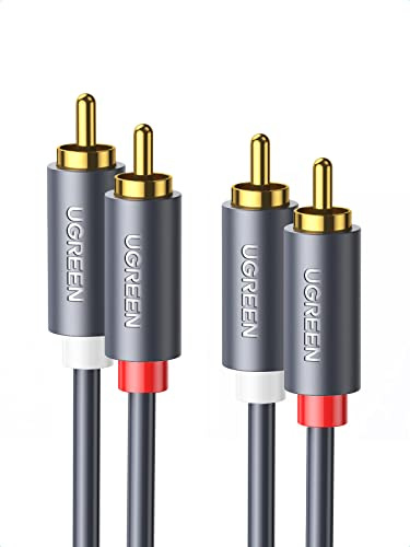 UGREEN Cinch Audio Kabel 5M, Vergoldeter Kontakte, Stecker auf Buchse, für Verstärker, Heimkino, Fernsehen, DVD, 2RCA Kabel