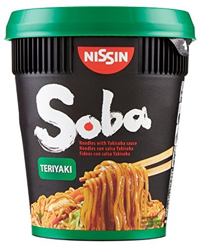 NISSIN Cup Noodles Soba Wok Style Teriyaki Flavoured Instant Noodles, 90 g Pot (Pack of 8)