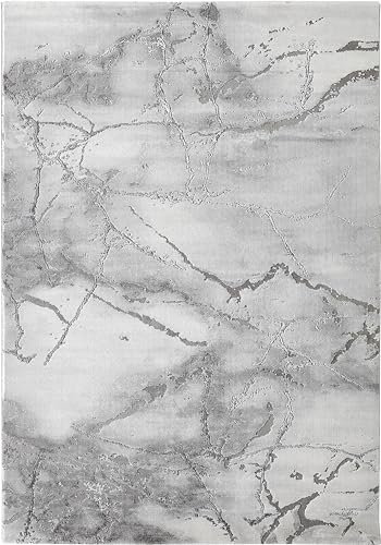 -LUXOR- living Teppich Pico, Marmoroptik, Teppich Wohnzimmer oder Schlafzimmer, Flur, Esszimmer, pflegeleicht und strapazierfähig, modern, Größe:120 x 170 cm, Farbe:Grau