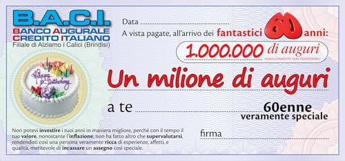 Bombo Biglietto Assegno 60 anni