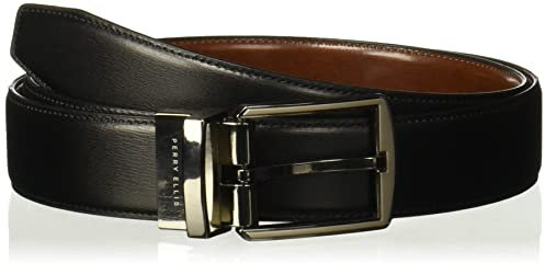 Perry Ellis Herren Portfolio Reversible Dress Belt, Matte Leather Blend, Stitched, 1.5” Width (Available in Big & Tall) Gürtel, Hi-lo Blk/BRN, 36