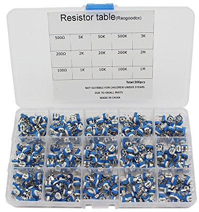 Variabler Widerstand, 300 Stück, 15 variabler Widerstand, Trimmer Potentiometer 500 Ohm-3K Kit