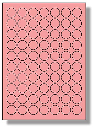 Label Planet® 70 Per Sheet, 5 Sheets (350 Round Pink Labels). Round Coloured Labels, 25mm Diameter, LP70/25R C.