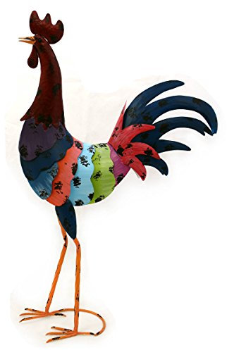 Gall&Zick Dekoration Hahn Bunt Bemalt Garten Deko Tier Henne Huhn Metall Skulptur Figur Design Statue Kunst
