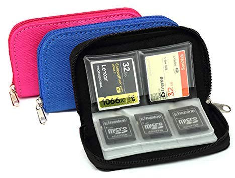 3-Pack Memory Card Case - Carrying Case Suitable for Micro SD, Mini SD and 4X CF, Card Holder Bag Wallet for Media Storage Organization (Black+Blue+Pink)