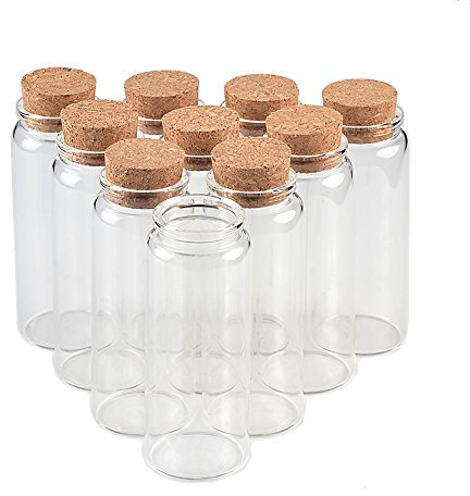 6pcs Bouteille En Verre Transparent Avec Bouchon En liège, capacité 150 ml, diamètre extérieur 47 mm (6, 150ml)