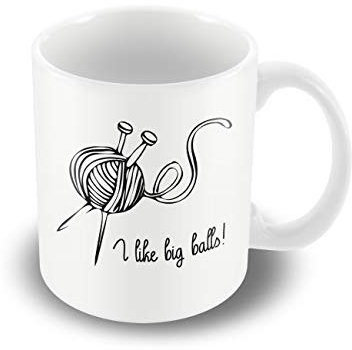 Victorian Printing Company - I Like Big Balls! - Printed Knitting Mug, Ceramic, 11fl.oz.