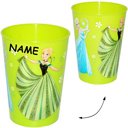 10 Stück Trinkbecher/Becher - Frozen - Disney die Eiskönigin - grün - 280 ml - incl. Name - auch als Zahnputzbecher/Malbecher - Küche Essen Kind - v..