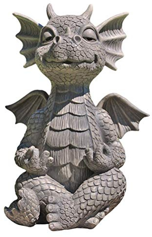 CXWLD Gartendrache Meditierte Statue Drachenstatue Zen Yoga Drache Haus Garten Dekoration Drache Buddha Kunst Skulpturen Outdoor Hinterhof Veranda