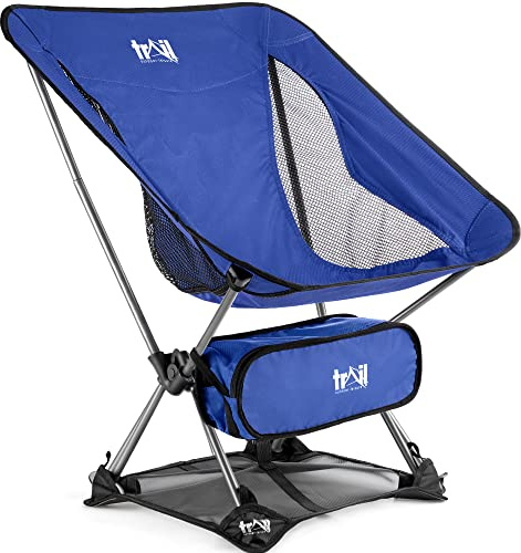 Trail Hawk Ultralight Camping Chair, Blue | Compact Folding Design, Durable 600D Polyester, Breathable Mesh Panels, Carry Bag & Ground Mat Included, 1.65kg Weight