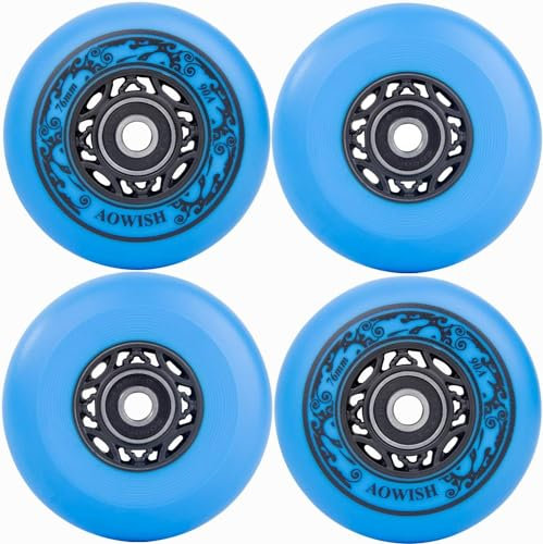 AOWISH Inline-Skate-Rollen für den Außenbereich, Asphaltformel, aggressive Rollerblätter, 90a, Rollhockey-Ersatzräder mit Kugellagern, ABEC-9 und schwimmenden Abstandshaltern, 4er-Pack (blau, 68 mm)