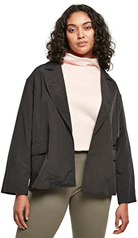 Urban Classics Damen Ladies Oversized Crinkle Nylon Blazer Jacke, Schwarz, M EU