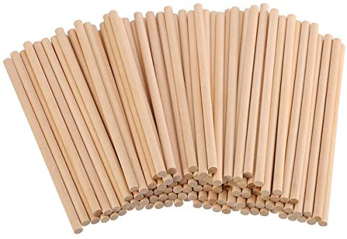 100 Stück 15,2 cm runde Holzstäbe Holzdübel Stangen unlackierte Dübel kleine runde Holzstäbe Holzdübel Stangen für DIY Handwerk Heimdekoration