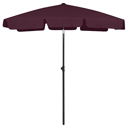 SKM Parasol de Plage Rouge Bordeaux 180x120 cm
