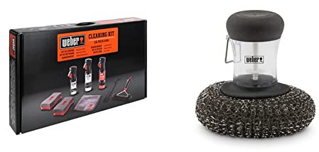 Weber 18286 Kit de Nettoyage pour Barbecue Q & Pulse 7,6 x 59,5 x 34 cm Multicolore & Eponge métallique pour plancha