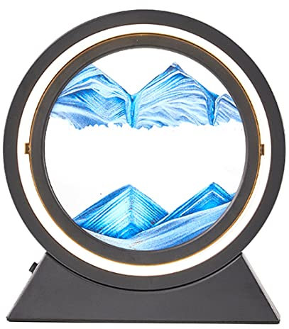 Vklopdsh Moving Art Sable Sablier Lampe de Table Craft 3D Paysage Naturel Flowing Sable Sablier Lampe de Nuit(B)