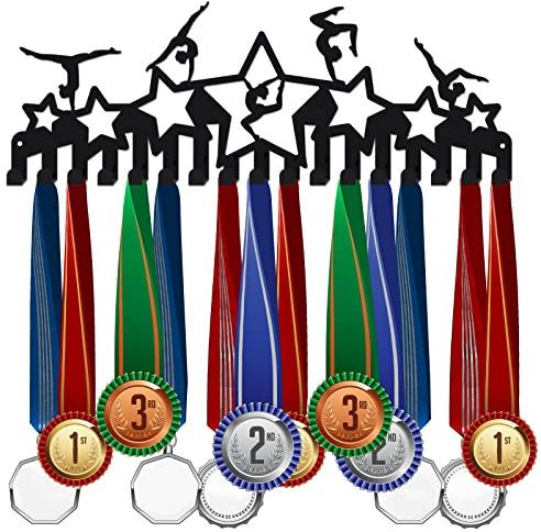 SUPERDANT Gymnastik Medaillenhalter Sterne Medaillen Aufbewahrung Frauenturnen Medaille Aufhängedekor Gymnastik Medaillen Halter Mit 17 Haken Geschenke für Sportler 40x15cm