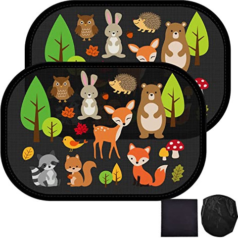 FINEVERNEK Parasol Coche Lateral Infantil, 2 Unidades para Bebé, Protección Solar para Bebés y Mascotas, Autoadhesivo, 49 x 31.5cm