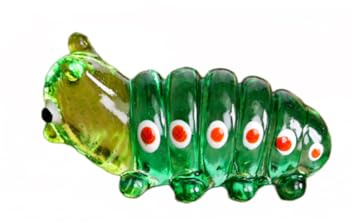 redchocol8® Handmade Green Little Small Tiny Glass Caterpillar Garden Decor Ornament Gift Terrarium Mini