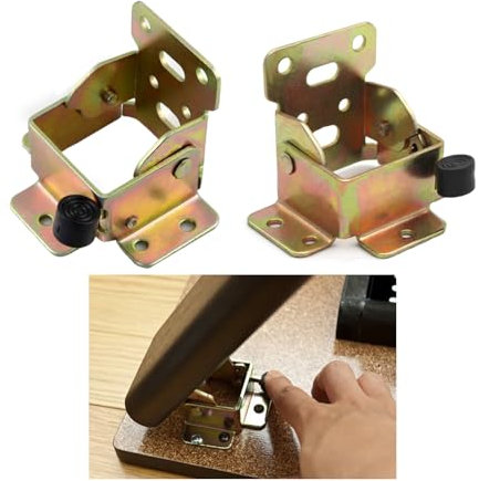 YIDELAI Locking Hinge 1 Pair Multifunctional 90 Degree Automatic Locking Folding Bracket Suitable for Folding Furniture Table and Chair Leg Connection (Bronze Color)