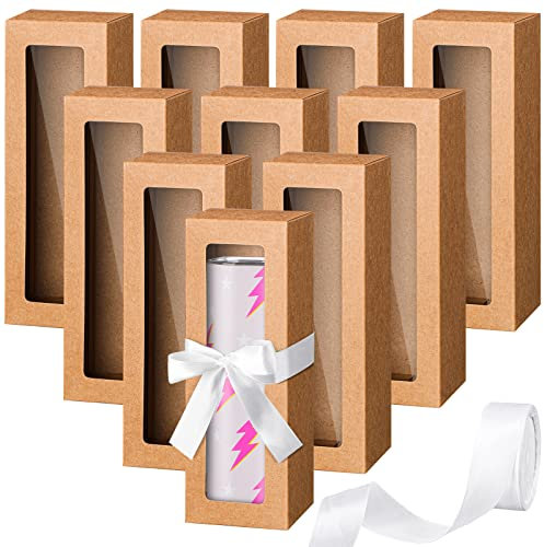 PerKoop 36 Pcs Gift Boxes with Ribbon for Sublimation Christmas Tumbler 12 Oz, 20 Oz, 30 oz Tumbler Box for Shipping Blanks Sublimation Gift Wrapping(Brown)
