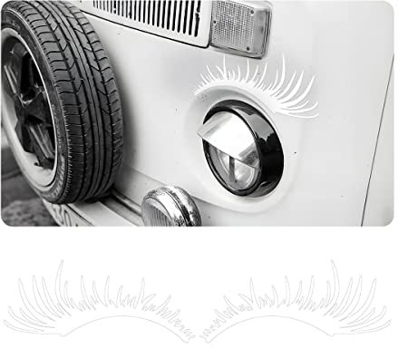CGEAMDY 2 Paare Abdeckung Scheinwerferblenden, Auto Scheinwerfer Augenbrauen Augenlider Trim, Augenbrauen Scheinwerfer Aufkleber Wimpern Autoaufkleber(Weiß)
