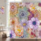 Hnmdmyi Rideau de Douche Boho Fleurs 180x200, Bohème Coloré Vintage Blossom Art Esthétique, Baignoire Imperméable Polyester Tissu Lavable avec Crochets