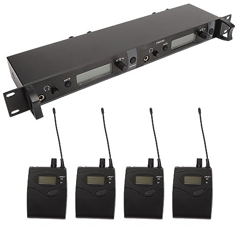 Sistema de Monitoreo de Auriculares Inalámbricos, 4 Unidades de Cuerpo Sistema de Monitoreo de Oído de Escenario 100‑240V 2 Canales de Metal Completo para Iglesia (Enchufe de la