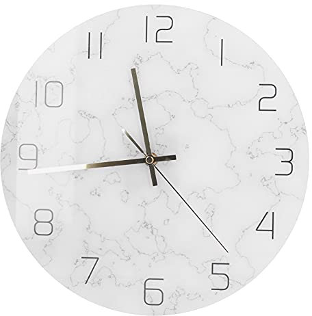 Marmor-Wanduhr, Wohnzimmer, Rissige Dekoration für Mode, Acryl, Minimalistisches Rissmuster, Wetterüberwachungsuhren