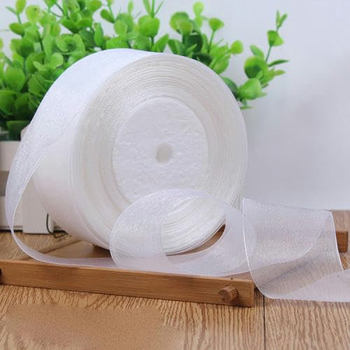 45 Meter/Rolle 12/15/20/25/40/50 mm Bänder Weihnachten Geburtstag Party Dekoration DIY Geschenkverpackungsbänder-weiß-50 mm