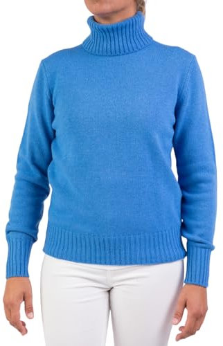 Marenza Maglia Collo Alto Donna Misto Cashmere Doppio Filo Made in Italy (L, Bluette)