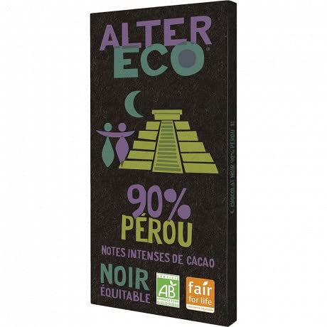 ALTER ECO - Chocolat Noir 90% Bio 100G - Quatre Articles